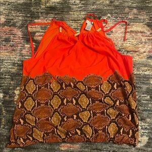 Orange and Brown Women's Top